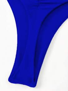 Swim Basics Summer Beach Ladies' Solid Color Pleated Bikini Bottoms Carnival - Royal Blue - View 6