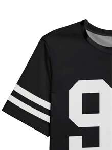 Maweii 大码女式休闲数字条纹印花T恤上衣 - 彩色 - 查看 6