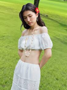 SHEIN LUNE Trang phục hai mảnh dành cho phụ nữ mặc hàng ngày - trắng - Xem 3