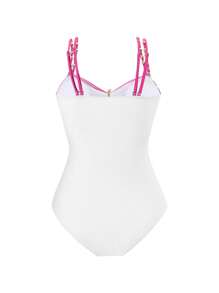 Swim Oasis Plus Size One-Piece Swimsuit & Skirt 2pcs Set, Multi-Color Metal Starfish Decor, Minimalist Design, Women Summer Beach Vacation Ibiza Outfit