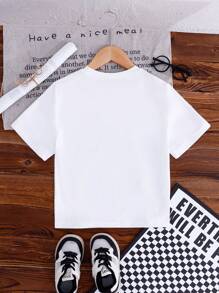 GraphicGems Young Girls ' Casual Fashionable Comfortable Simple Crayon & Letter Print Short Sleeve T-Shirt, Spring/Summer Kindergarten T Shirt Kid