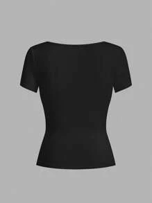 SHEIN EZwear 3 件女士黑色、灰色、粉色短袖短款休闲紧身 T 恤，适合夏季 - 彩色 - 查看 10