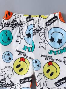 Set de 3 piezas para niños pequeños que consta de camisa de manga corta con diseño de conejo casual, pantalones cortos y sombrero de cubo. Adecuado para ropa infantil, ropa de niños pequeños, apto para uso diario, ir a la escuela, estar en casa, uso diario, usar en la escuela, viajes, deportes, y apropiado para las temporadas de primavera y verano.