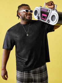 EASEVO Hombres Camiseta brillante - Negro - Ver 7