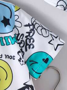 Set de 3 piezas para niños pequeños que consta de camisa de manga corta con diseño de conejo casual, pantalones cortos y sombrero de cubo. Adecuado para ropa infantil, ropa de niños pequeños, apto para uso diario, ir a la escuela, estar en casa, uso diario, usar en la escuela, viajes, deportes, y apropiado para las temporadas de primavera y verano.
