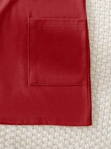 Mono de niña preadolescente con bloques de color y doble bolsillo para el verano - Rojo - Ver 5