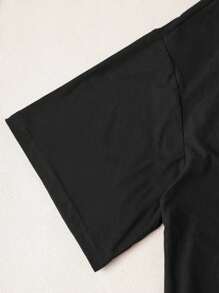 Manfinity Dauomo 男士字母与图案印花休闲圆领短袖 T 恤，夏季 - 彩色 - 查看 6