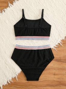 Maiô Bikini de duas peças com decoração de fita de contraste, cor sólida, para adolescentes, para praia e férias de verão