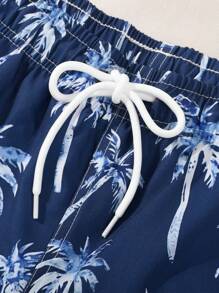 Manfinity Swimmode Men's Fashion Beach Shorts, Suitable For Summer Men Swim Trunks Beachwear For Men, Hawaiian - Navy Blue - View 4