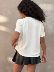 Coolane Kids Camisetas blancas con gráficos de streetwear para niñas preadolescentes en primavera/verano - Blanco - Ver 5