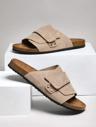 SHUZIA 남성용 편안한 아치 서포트 조절 가능원스트랩 코르크 풋베드 샌들