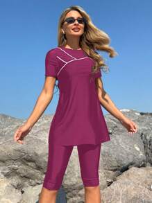 Swim Mulvari Women's Elegant Athletic Modest Tankini Swimsuit For Summer Beach Vacation