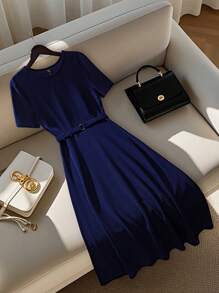 EMERY ROSE Women's Midi Dress Summer Dresses For Women Graduation Dresses For Women Birthday Dress Women Clothing Summer Modest Dress - Navy Blue - View 3