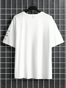 Manfinity LEGND 大码男士短袖T恤，时尚适合夏季 - 白色 - 查看 2