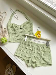SHEIN EZwear 女士日常两件套服装 - 綠色 - 查看 6