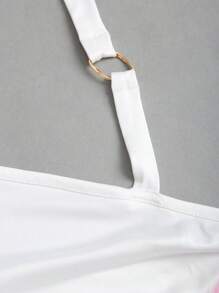 Sweetra Women's Fashion Printed Halter Neck Slim Fit Casual Sleeveless Top, Versatile For Daily Wear, Vacation & Holiday