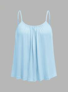 SHEIN EZwear 3 chiếc áo hai dây rộng rãi xếp ly màu trơn & họa tiết anh đào cỡ lớn dành cho nữ, dây đeo vai có thể điều chỉnh, phù hợp cho mùa xuân/hè - Nhiều màu - Xem 5