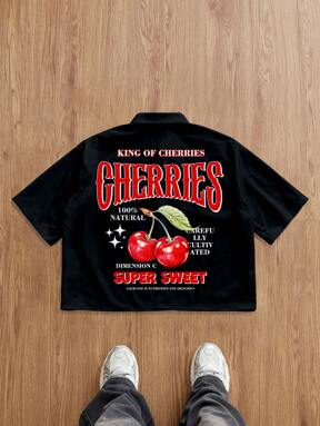 Manfinity Joysei قميص كاروهات كلاسيكي عصري بحجم كبير للرجال، نمط كرزي، فضفاض, مقصر, مناسب للصيف