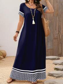 EMERY ROSE 大码经典花卉印花休闲宽松夏季连衣裙，适合度假 - 彩色 - 查看 6