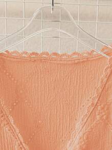 SHEIN Unity Blusa con manga abullonada y botones al frente, simple para uso diario, para verano - Naranja - Ver 5