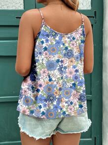 SHEIN Clasi 大码休闲优雅吊带背心和背心，适合夏季 - 藍色 - 查看 4