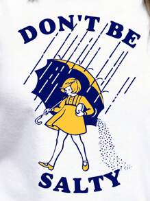 SHEIN LUNE Áo ba lỗ in hình nhân vật hoạt hình và trích dẫn cỡ lớn cho nữ, trang phục thường ngày cho mùa hè - trắng - Xem 3