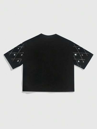 Street Life T-shirt à manches courtes pour hommes, mode urbaine, pailleté de diamants, pour l'été, rave