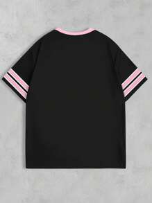 INAWLY Casual Street Sense Retro Dot Digital Combined Letter Sports College Style Women's T-Shirt