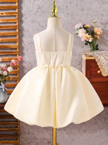 SHEIN Glamorique Kids Vestido de Festa Amarelo Menina Jovem, Elegante e de Uso Formal para Festas, Eventos, Adequado para o Verão - Amarelo - Visão 2