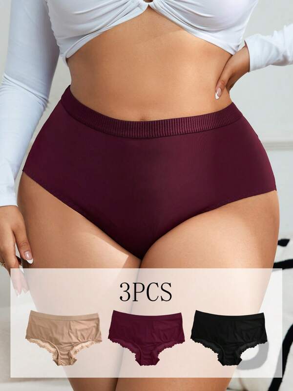 Set de 3 piezas de pantis de encaje y parches de talla grande