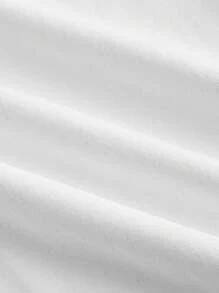 SHEIN MOD 多功能白色二合一蕾丝波点拼接蕾丝花朵圆领加大码弹力针织短袖T恤上衣，沙滩度假 - 黑與白 - 查看 3