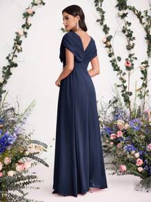 Coutiva Women's Rhinestone Embellished 3D Floral Formal Evening Dress, Suitable For Bride And Mother Of The Bride Navy Blue Elegant Dress Mother Of The Bride Dress Mother Of The Groom Dress Plus Size Formal Dress Wedding Guest Dress,Women's Fashion Casual Summer Autumn Women's Clothing Birthday Women's Clothing Prom Dress Wedding Guest Dress Curve Women's Dress Concert Back To School Print Dress, Fabric Soft Extra Stretch Women's Dress - Navy Blue - View 2