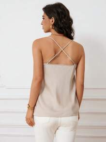 MaterniWear Maternity Solid Color Scoop Neck Fashionable & Elegant Camisole Maternity Clothes Summer - Champagne - View 2