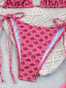 Swim Mod Summer Beach Women's Floral Printed Halter Neck Pink Bikini Set Floral Pink Bikinitwo Piece Pink Bikini