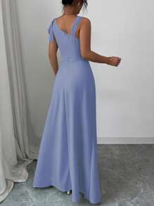 Elenzga 女士不对称肩部荷叶边泡泡袖系腰A字形花卉优雅浪漫连衣裙