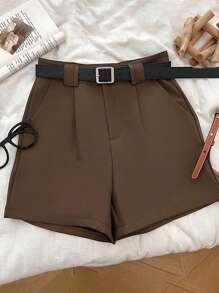 Set de 5 pantalones cortos casuales para mujer en negro, blanco, gris y caqui, para uso de oficina y negocios (sin cinturón incluido) - Multicolor - Ver 6