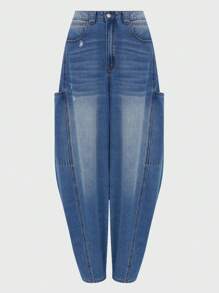 Daynim 女式褪色浅蓝色直筒牛仔裤 - 淺色水洗藍 - 查看 6