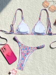 Swim Mod Vacation Beach Ditsy Floral Tankini Swimsuit, Random Print For Summer - Multicolor - View 2