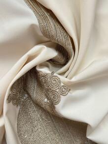 Rafferiza 女士优雅V领刺绣蕾丝拼布衬衫 - 彩色 - 查看 6