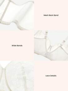 LUVLETTE Woman Lingerie Lounge Curve Full Coverage Pushup&Breathable Underwire Sexy Unlined White Lace Elegance & Mesh Minimizer Bra Bridal Intimates - White - View 6