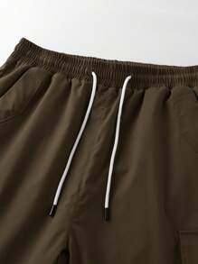 Manfinity Hypemode Men's Summer Casual Solid Color Cargo Shorts - Coffee Brown - View 5