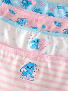 Slip morbidi da ragazza in rosa e blu, con stampa a coniglietti a cuore e scritta "love", adatti per San Valentino e Pasqua, modello regular