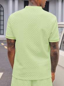 Manfinity Homme T-shirt polo décontracté à manches courtes avec col rond, couleur unie, pour l'été
