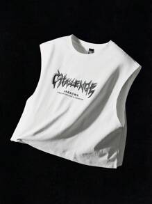 NEON BLANC Camiseta holgada de manga de murciélago con estampado gráfico de letra gótica para hombre, edición de ropa de calle de verano