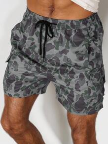 Manfinity Homme Men's Street Style Camo Print Casual Cargo Shorts - Dusty Purple - View 5
