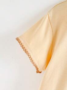 Loomiva Set de 2 piezas para niños pequeños con camiseta de cuello redondo holgada de manga corta y pantalón corto con cordón en la cintura, de uso casual - Amarillo - Ver 7