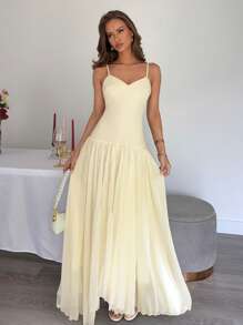 Siren Gaze Abito da spiaggia bohémien estivo 2025 - Abito lungo a sirena con scollo a V color giallo burro, orlo asimmetrico in chiffon leggero | Outfit da vacanza in isola e luna di miele per donna, abito da cocktail per festa in piscina e matrimonio, abiti per laurea e vacanza