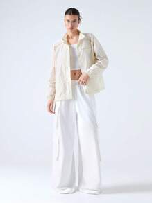 LYSMO 2025 New Arrival Spring-Summer Women's Neutral Style Light Yellow Patchwork Thin Semi-Sheer Windproof Functional Jacket, Functional, Outdoor Sports, Sporty Casual