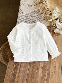 SHEIN Vintaside Kids Cardigan blanc léger pour bébé/tout-petit fille, vêtement de tous les jours décontracté, printemps/été, 0-3 ans