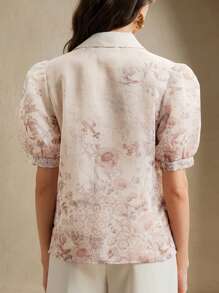 Anewsta Blouse élégante à manches courtes avec motif floral de palais pour femmes, idéale pour l'été